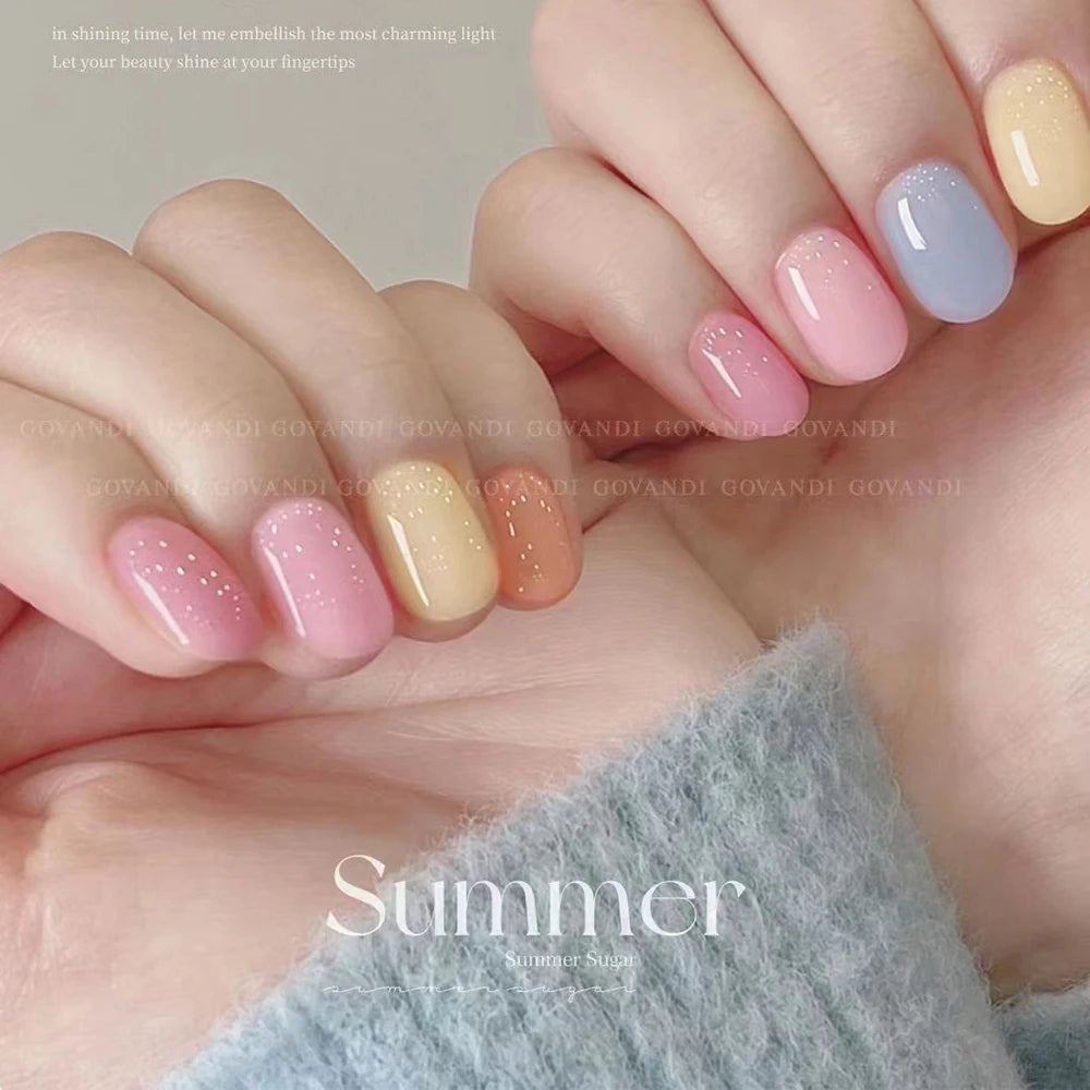 Summer Candy Translucent Gel Nail Polish Set UV Soak Off Gelpolish Nail Art Gel Polish Primer Manicure Nails Gel Lacque 8 Color
