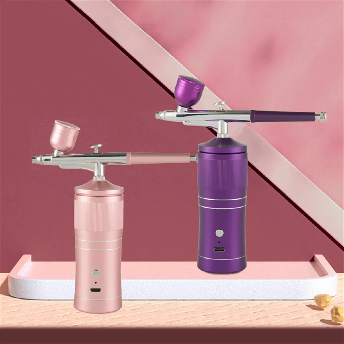 ABQR Airbrush Kit Rechargeable Cordless Airbrush Compressor Portable+0.3mm Nozzle Cleaning Brush Set for Makeup Nail Art B