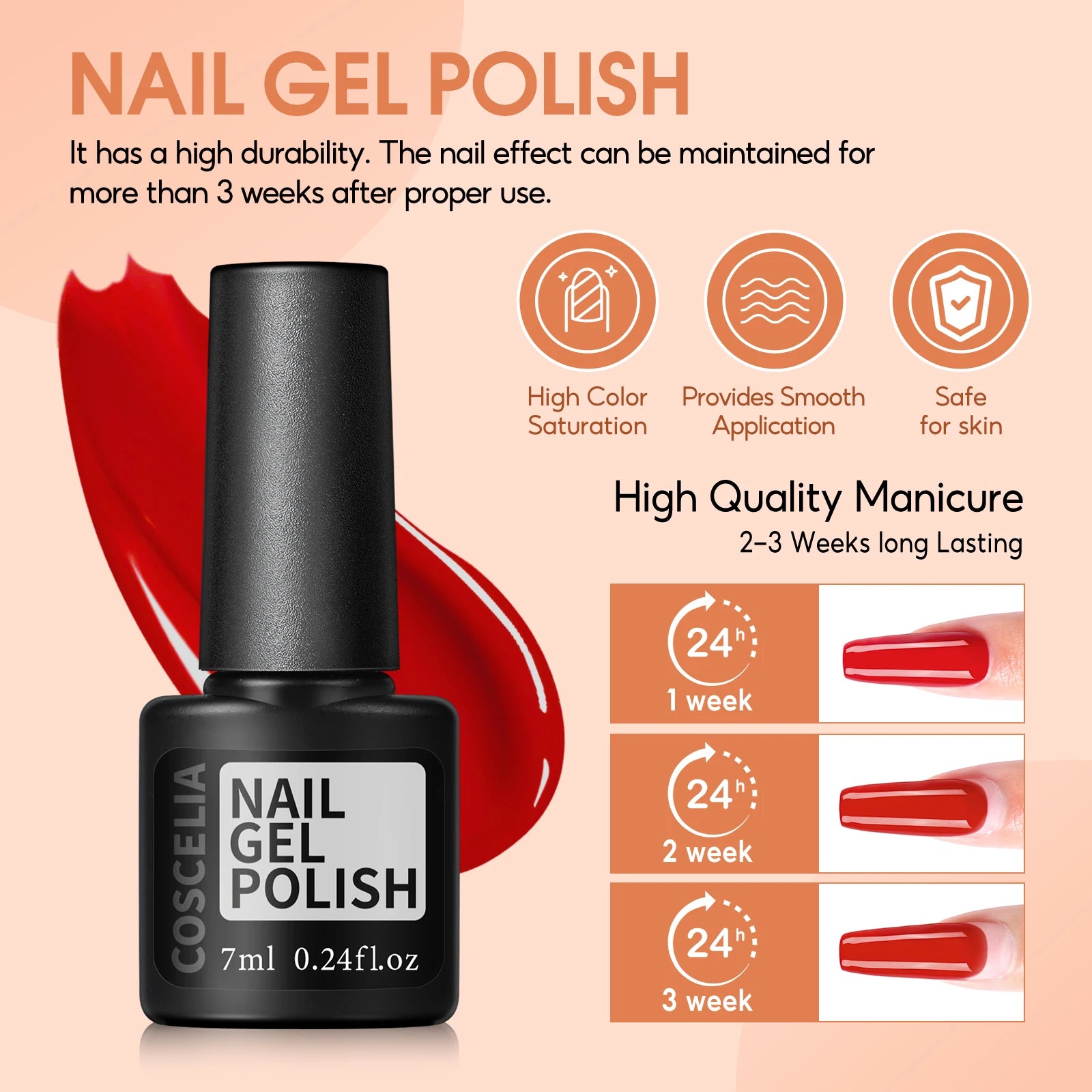 COSCELIA 35 Colors Gel Nail Polish Set with Base Coat Matte Glitter Top Coat Kit Semi Permanent Gel Polish Nail Art Manicure Kit