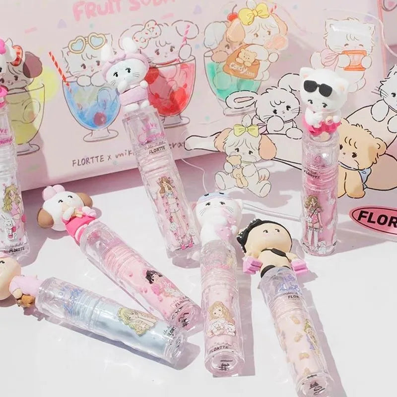 FLORTTE&MIKKO Mirror Lip Glaze Waterproof Translucent Lipstick Korean Makeup Lipgloss Lip Plumper Gloss, Moisturizing Lip Oil