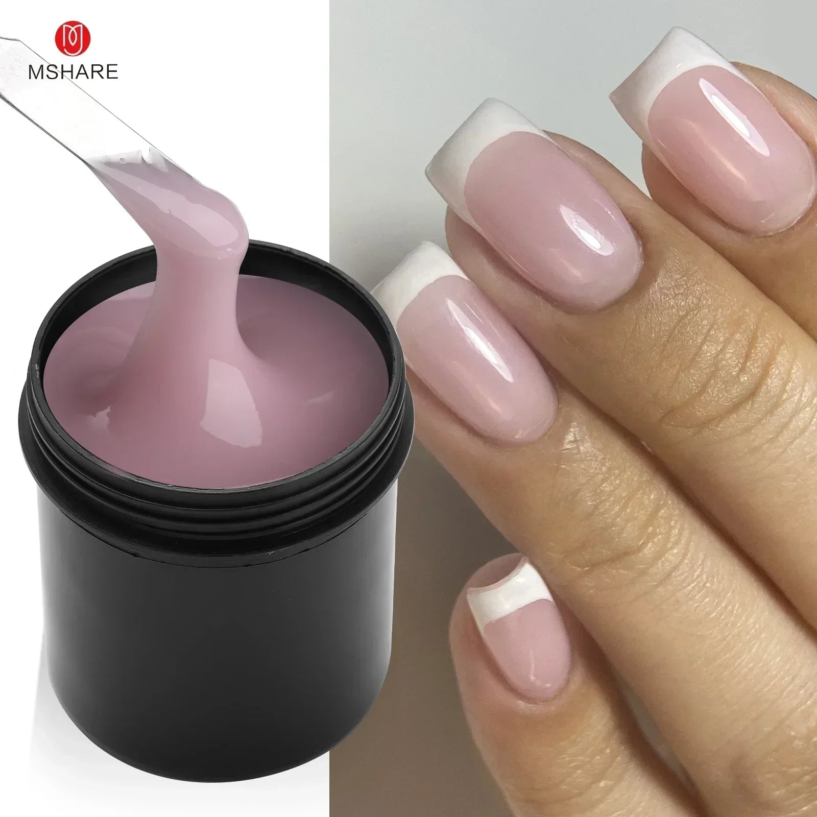 MSHARE Low Heat Milky Self Leveling Construction Gel for Nail Extension Medium Thick Natural Builder Reinforce UV Led Gel 142g