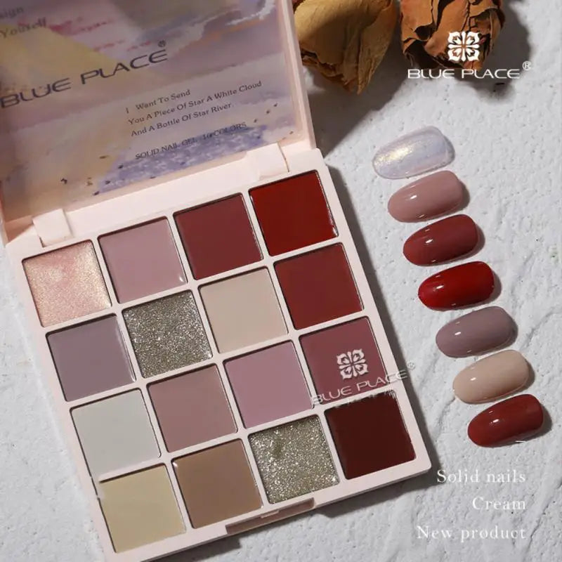 16 Colors Summer Pudding Gel Nail Polish Palette Japanese Solid Cream Gel Mud Transparent Jelly Semi Permanent Soak Off UV LED