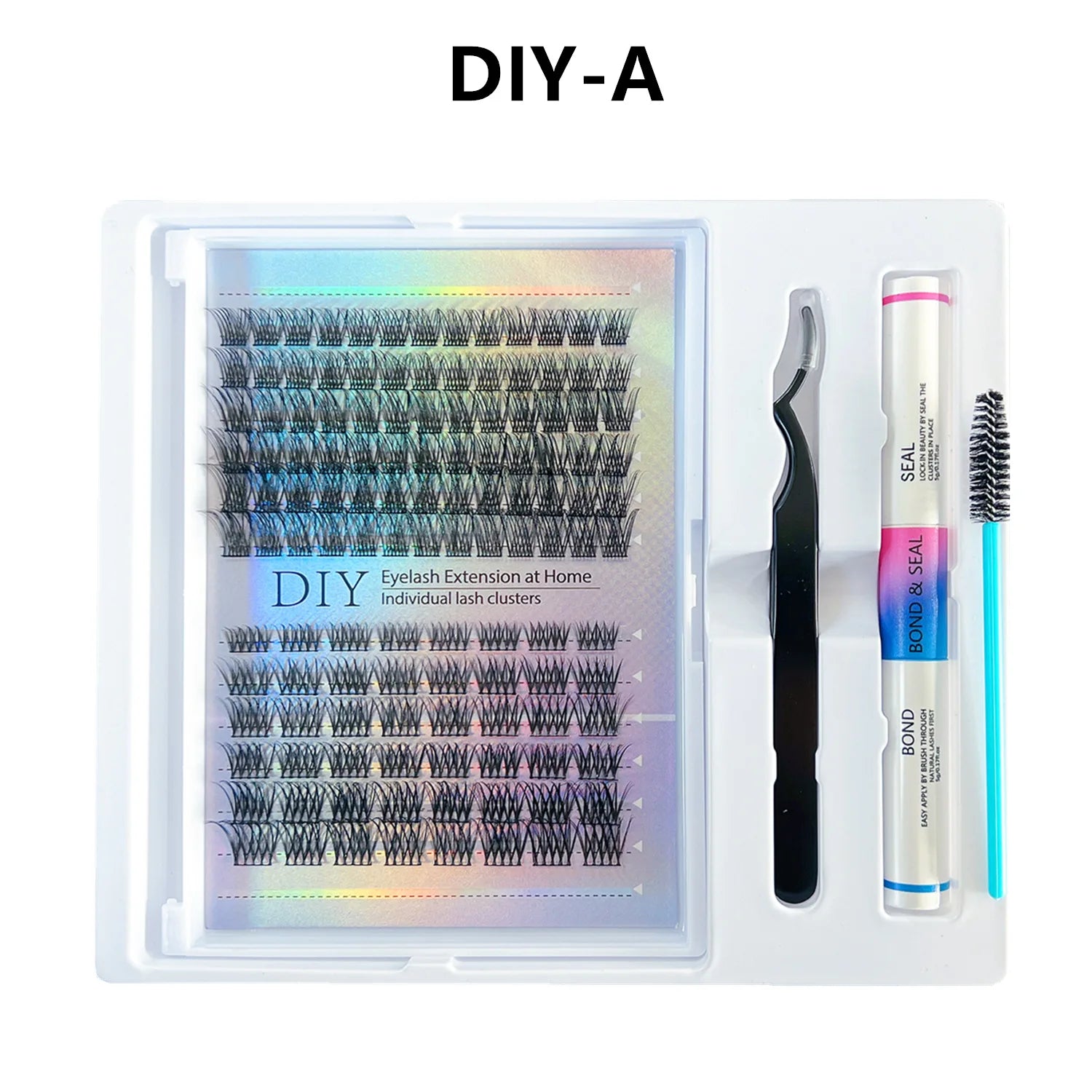 DIY 280 Cluster False Eyelash Extensions Kit Natural Soft Segmented Self grafting Lashes Bond and Seal Glue Brush Makeup Tools