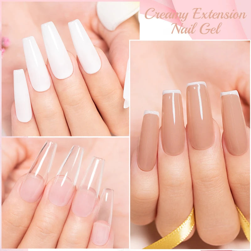 PUENTE 100g Creamy Extension Nail Gel Clear White Nude Pink Color Big Volume Builder Nail Gel Soak Off UV Gel For Nail Extension