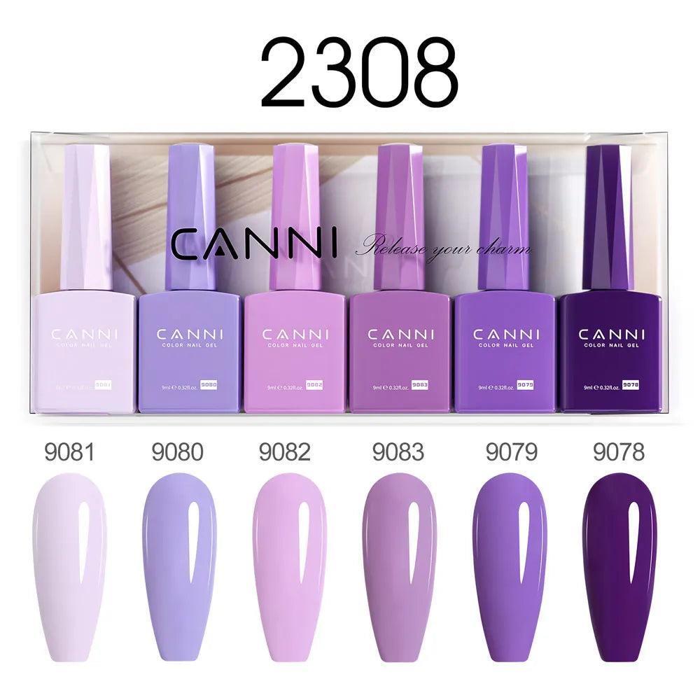 2/6pcs/kit CANNI HEMA FREE Nail Gel Polish Kit Gorgeous Color Beautiful Semi Permanent Gorgeous Full Coverage Soak off UVLED Gel