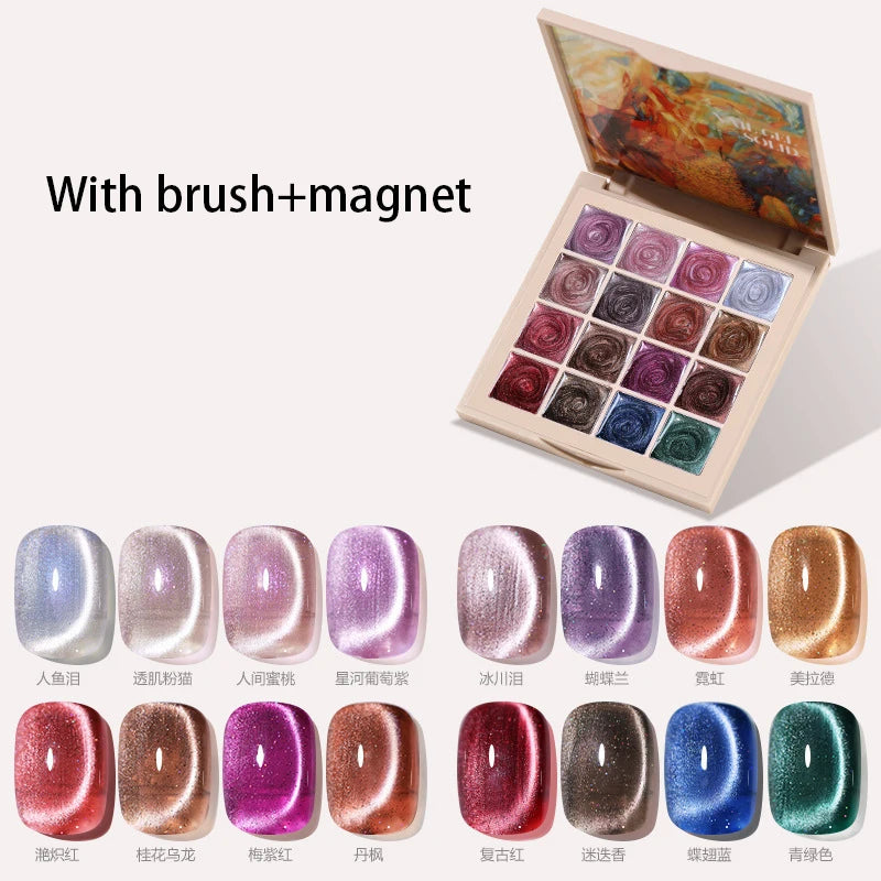 2025 16 Colors Maillard White Cat Eye Solid Cream Varnish Gel Polish Gel Solid Nail Gel Palette Paint Nail Art UV Gel With Tools