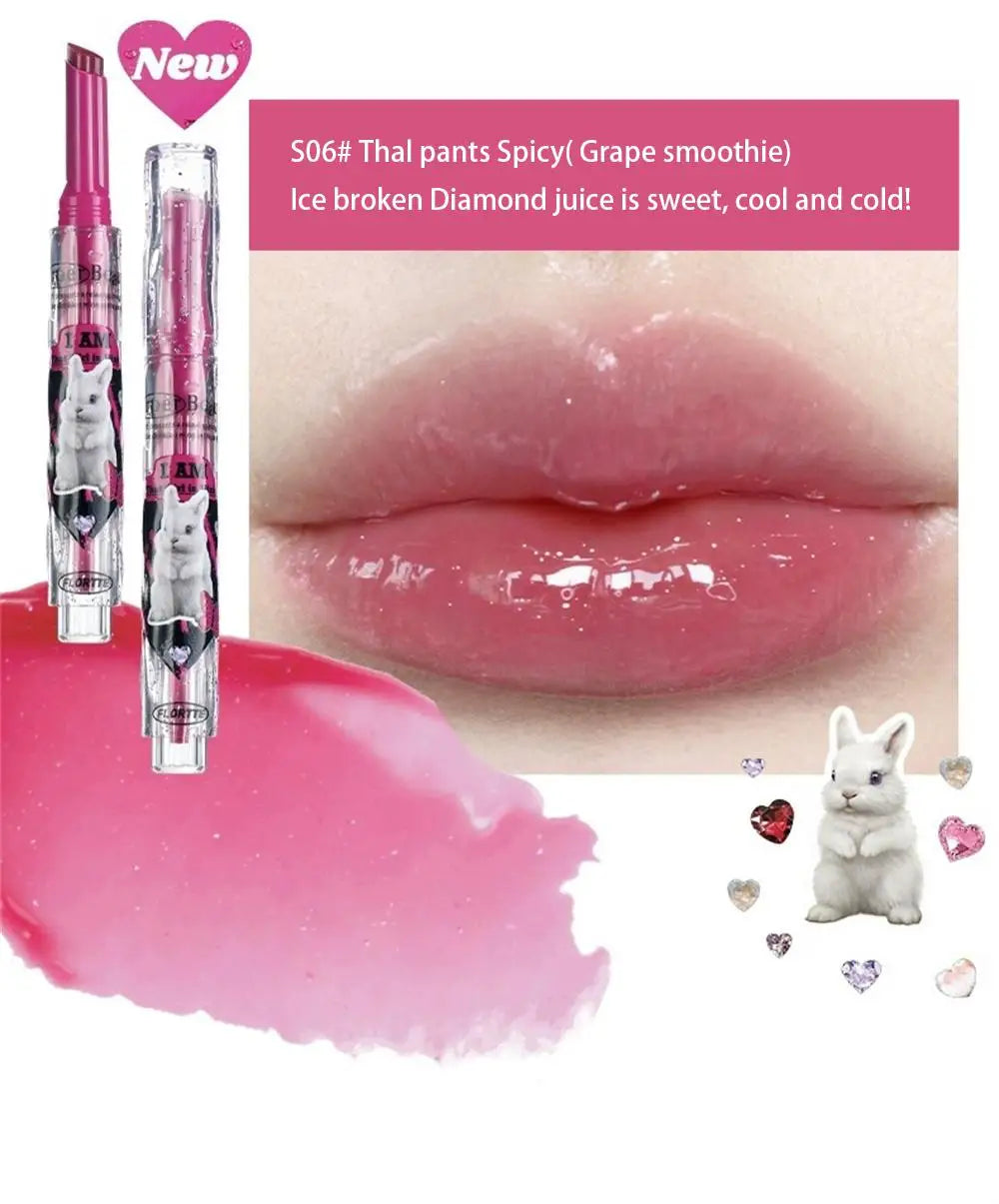 FLORTTE Love Shape Lipstick Flower Jelly Water Lip Gloss Clear Light Hydrating Lip Tint Non-stick Cup Korea Cosmetic