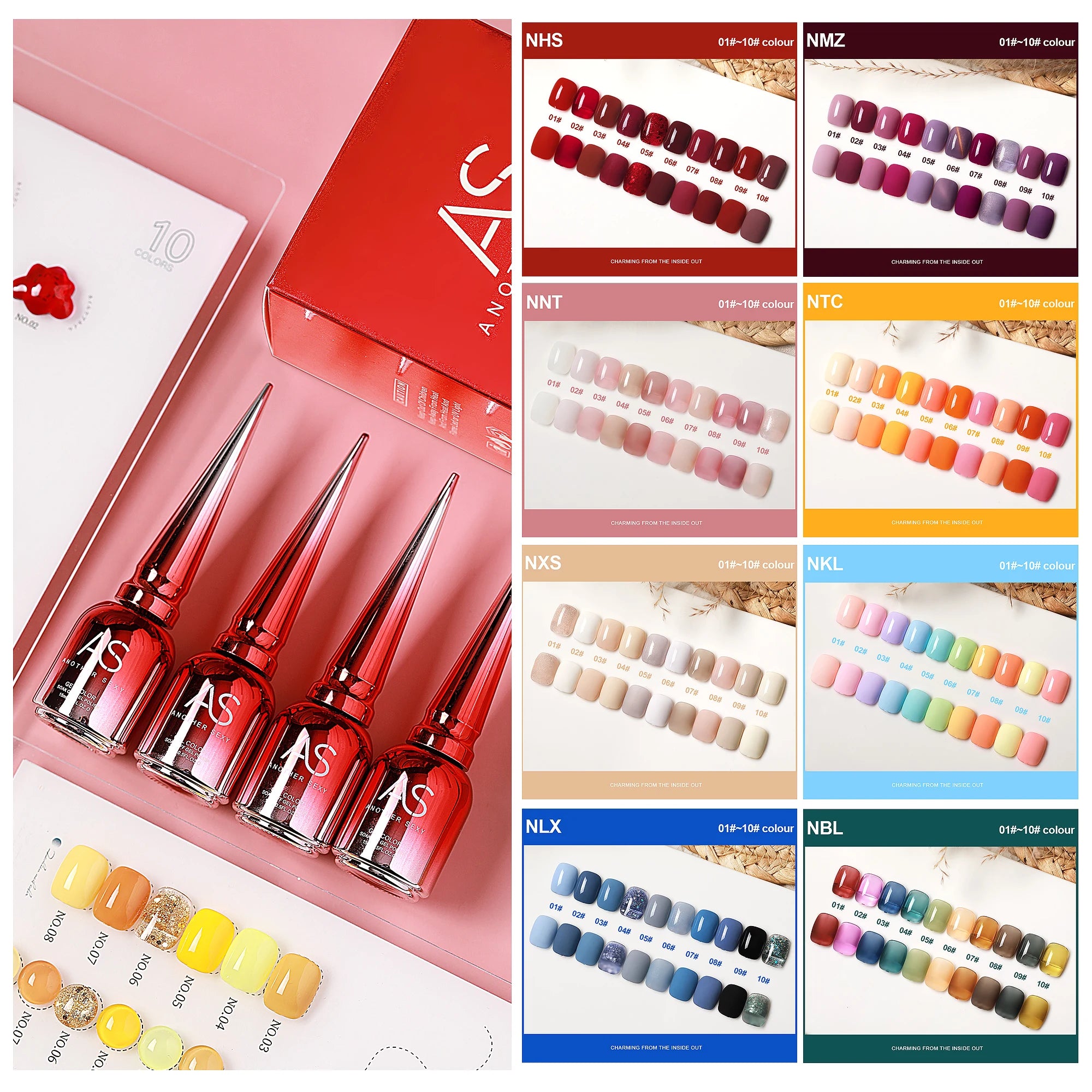 AS Nail Gel Polish Set 210 Colors Choose 10 Pieces Kit Another Sexy Nail Vernis Varnish Gift Uv Gel
