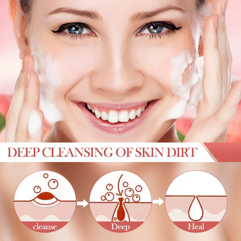 Facial Cleanser Skin Deep Cleansing Moisturizing Blackhead Removal skincare Face Wash Foam Peach Face Cleanser Skin Care 100g