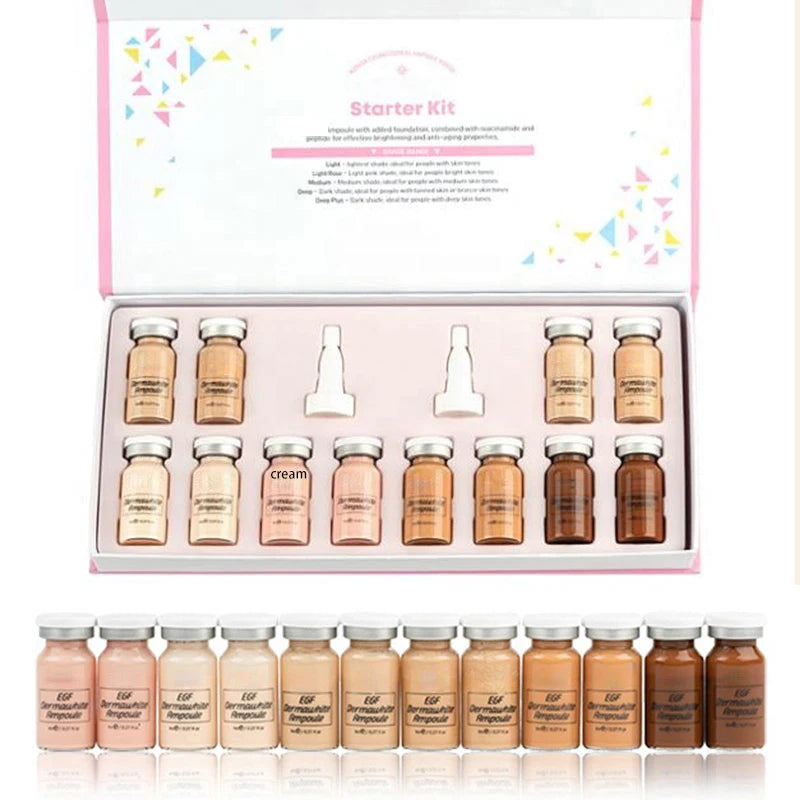 Semi-Permanent BB Cream Glow Ampoule Starter Kit Niacinamide Foundation Liquid Hyaluronic Acid Serum Facial Skin Care Beauty