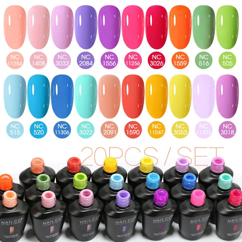 NAILCO 20/30Pcs Fluorescent Color Gel Nail Polish Set Semi Permanent UV LED Varnish Nail Art Design Soak Off Nail Gel Set 15ml