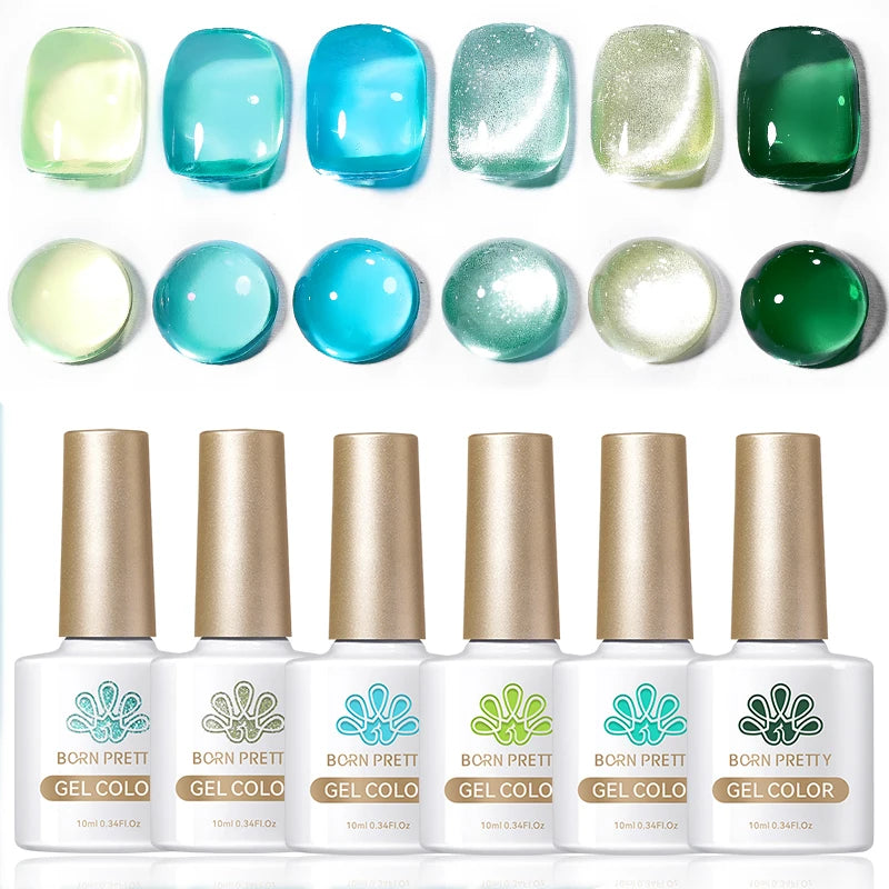 BORN PRETTY 6PCS Gel Polish Set 9D Polaris Cat Magnetic Soak Off UV LED Polish DIY Nail Art Manicure Varnish Base Top Coat