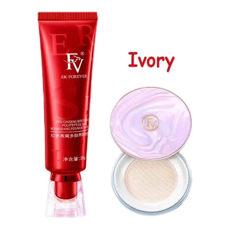 90g 3pcs FV Face Foundation Red Ginseng Precious Herbal Extracts Concealer Oil-control Waterproof Hydrating Makeup Base Cream
