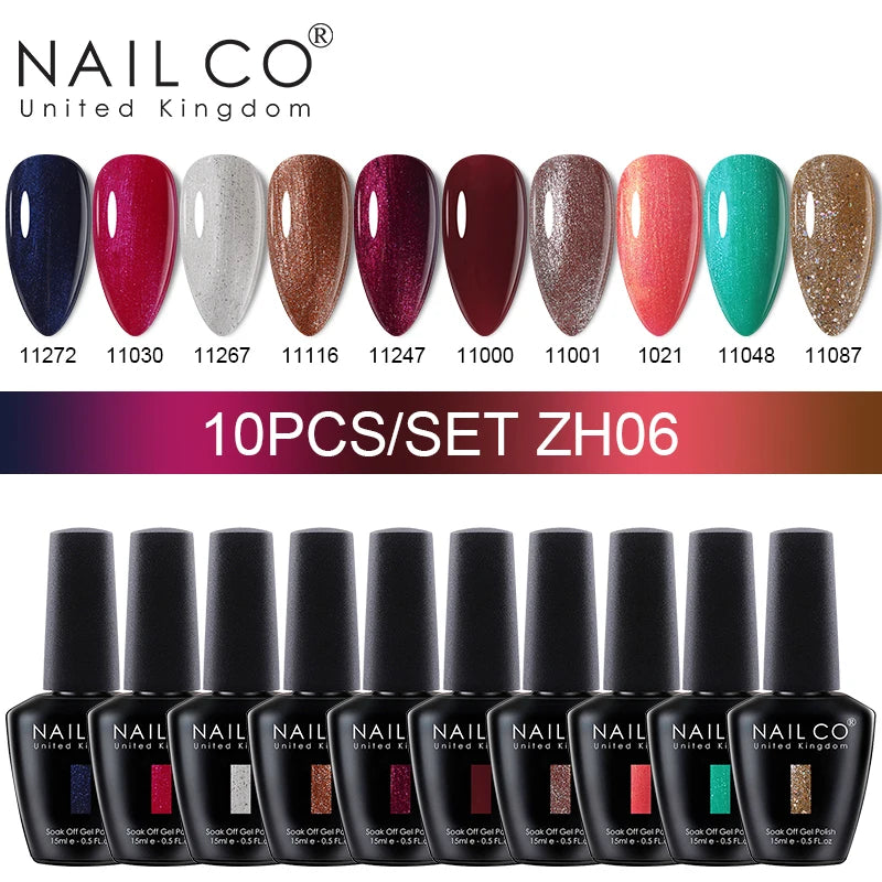 NAILCO 10PCS Set Jelly Color Macarone Gel Polish Set Gel Nail Art All For Manicure Semi-Permanent Varnish Hybrid Design Gel Kit