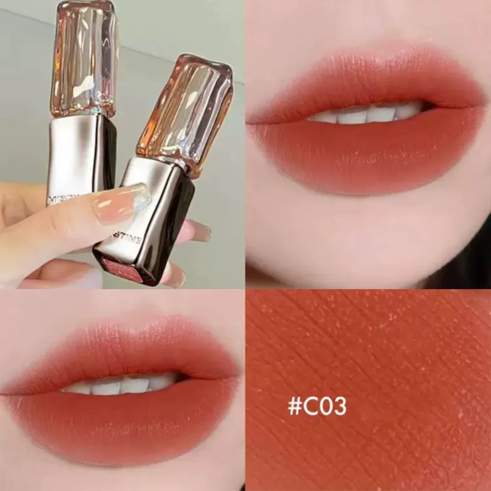 MISTINE Long-Lasting Lipstick Non-Transfer Coffee Ice Lipstick Glossy Liquid Lip Gloss Matte Red Brown Lip Color