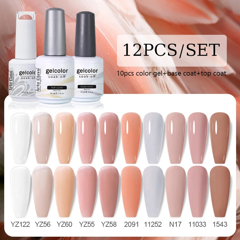 Arte Clavo 10/12/20pcs Gel Nail Polish Set 116 Colors Manicure Semi Permanent Soak Off UV  LED Design Nail Art Gel Varnish Kit
