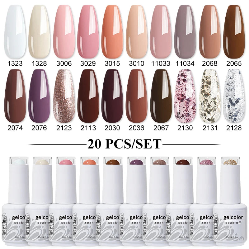 Arte Clavo 10/12/20pcs Gel Nail Polish Set 116 Colors Manicure Semi Permanent Soak Off UV  LED Design Nail Art Gel Varnish Kit