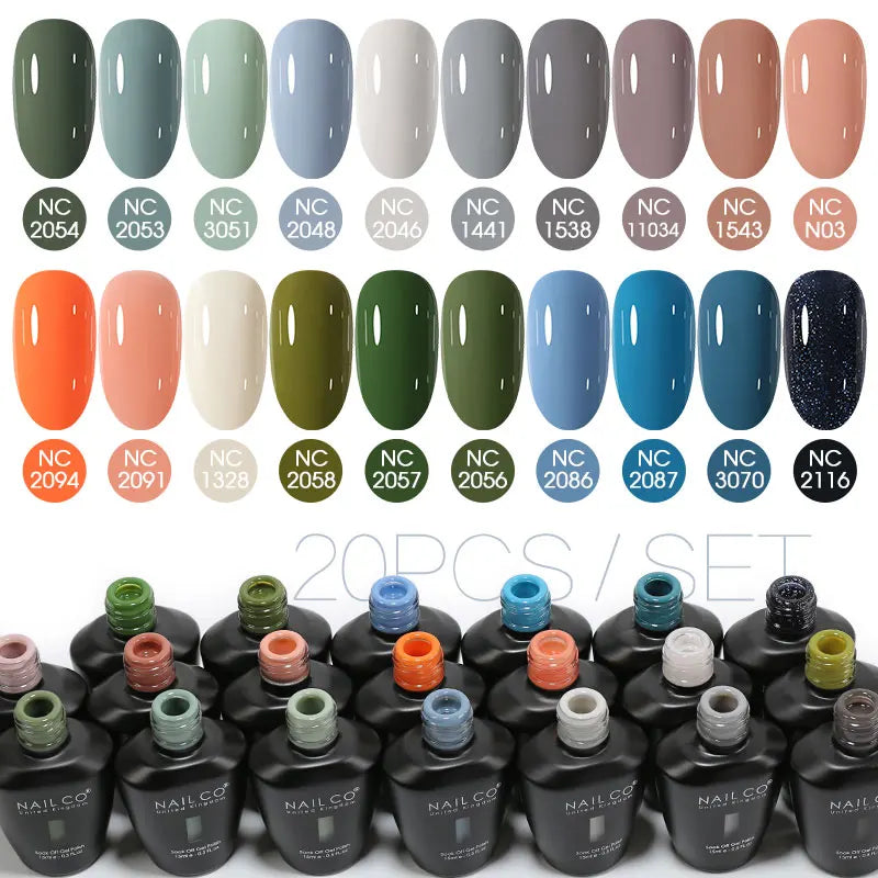 NAILCO 20/30Pcs Fluorescent Color Gel Nail Polish Set Semi Permanent UV LED Varnish Nail Art Design Soak Off Nail Gel Set 15ml