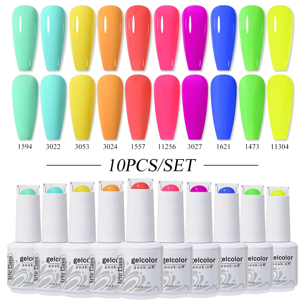 Arte Clavo 10/12/20pcs Gel Nail Polish Set 116 Colors Manicure Semi Permanent Soak Off UV  LED Design Nail Art Gel Varnish Kit