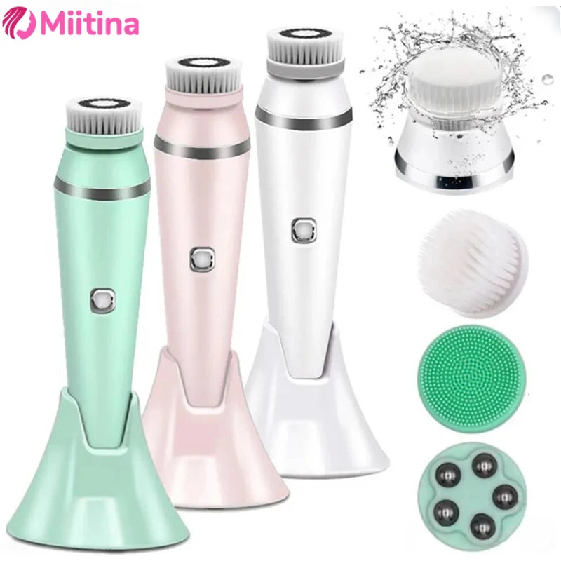 Electric Facial Cleaner 4 IN 1 Face Cleansing Brush Wash Machine Spa Skin Care Massager Blackhead Cleaning Facial Skin Cleanser