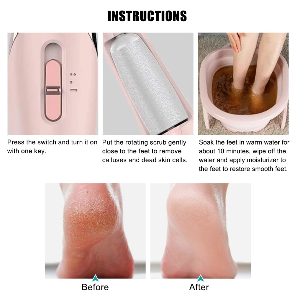 Electric Foot File Callus Remover Rechargeable Foot Pedicure Grinder Tool Dead Skin Removal Calluses Pedicure Cracked Foot Care