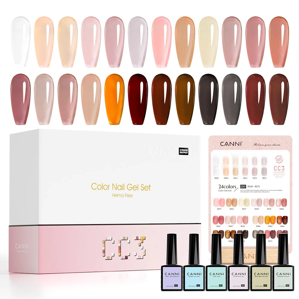 CC7 CANNI Nail Gel Polish VIP Kit 9ml HEMA FREE Soak Off UV LED Gel Nail Semi Permanent Glossy Diamond Top Coat Set 6/30pcs Set