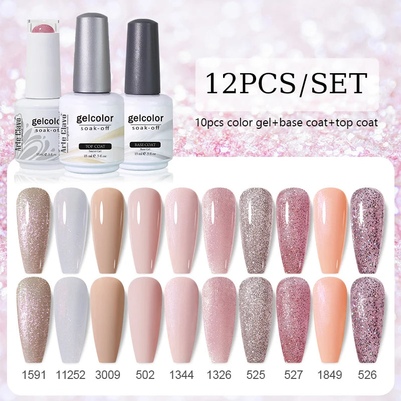 Arte Clavo 10/12/20pcs Gel Nail Polish Set 116 Colors Manicure Semi Permanent Soak Off UV  LED Design Nail Art Gel Varnish Kit