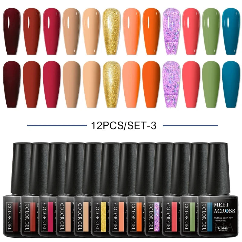 10-12Pcs/set Thermal Gel Nail Polish Set 3 Layers Color Change Nails Semi Permanent Gel Nail Polish For Manicure nail supplies