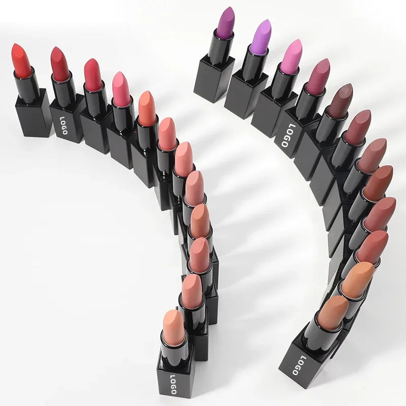 Custom 24colors Matte Waterproof Lipstick Long Lasting Non-fading Color Sexy Lips Beauty Makeup Cosmetics Bulk