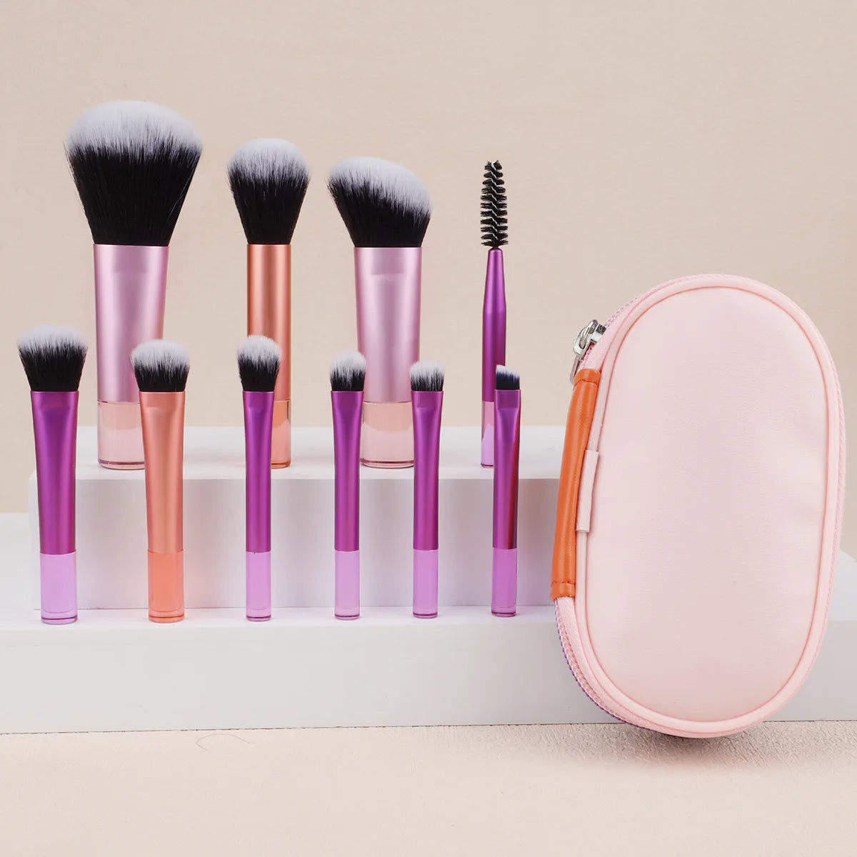 7 RT8 16 mixed-color long aluminum tube makeup brush set Rt same blush brush loose powder trimming beauty tool