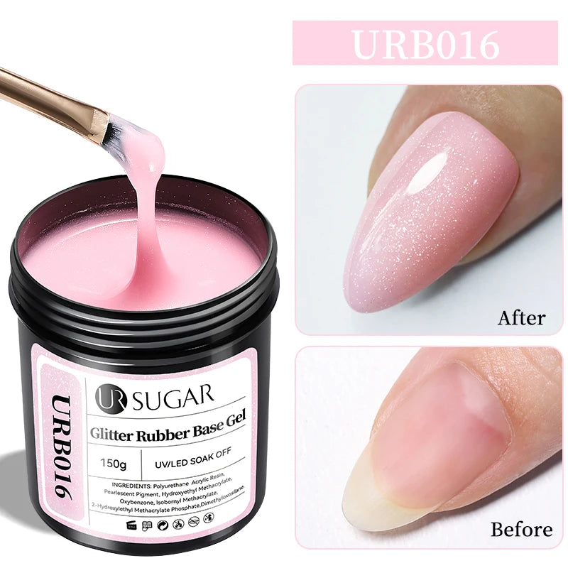 UR SUGAR 150g Rubber Base Gel Nail Polish Sparking Aurora Glitter Rubber Varnish Soak Off Semi permanent UV LED Gel Manicure
