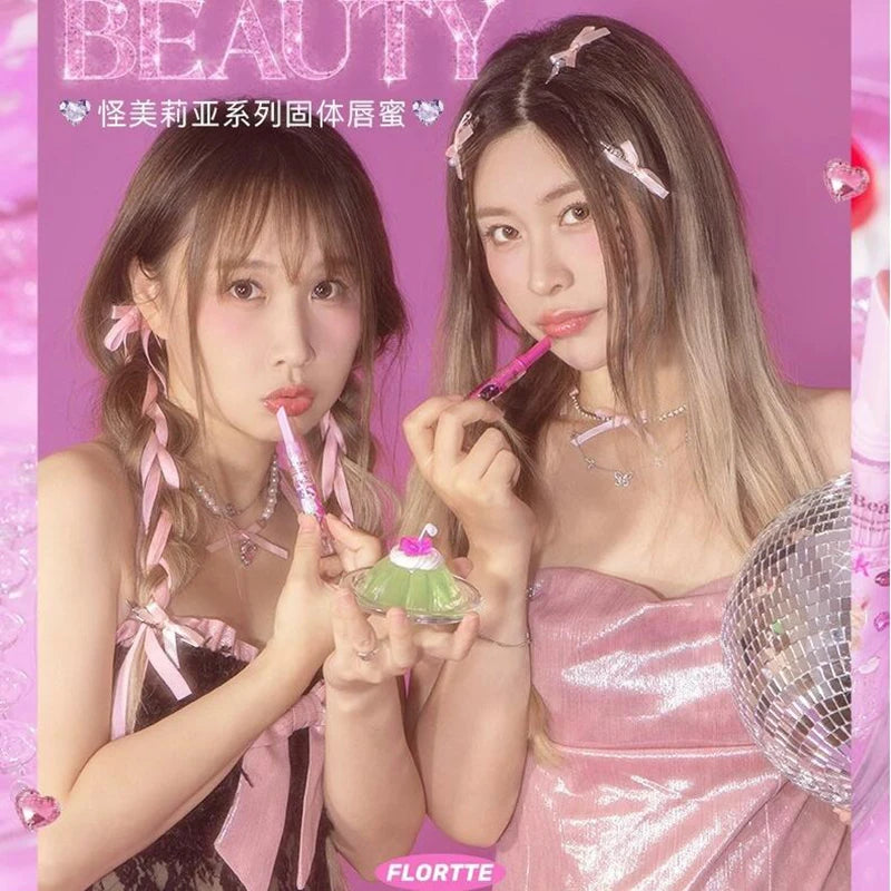 FLORTTE Korean Lipstick Vegan Hydrating Lip Balm Long Lasting Lip Tint Makeup Lip Plumper Gloss
