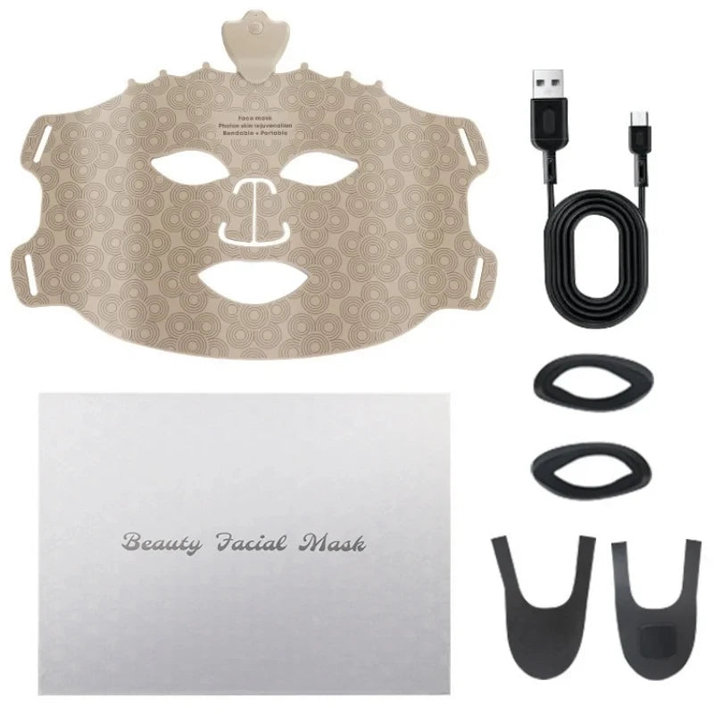 7 Color Red Light Therapy Mask Silicone LED Face Mask Skin Care at Home with Eye Protection Cushion For Anti Aging Wrinkles