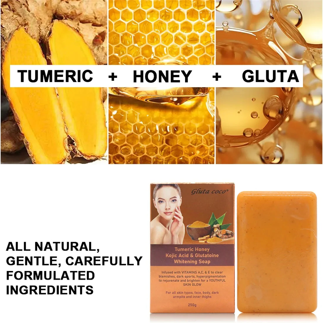 Gluta Coco Tumeric Honey Face Whitening Cleansing Soap