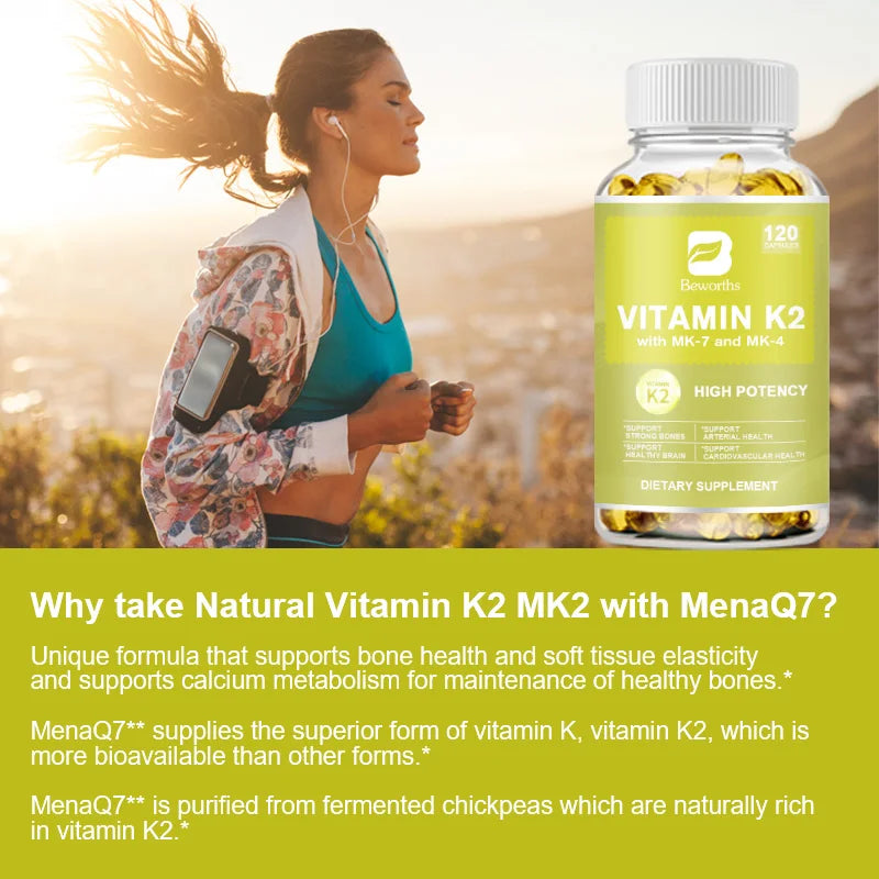 BEWORTHS Vitamin K2 Capsules Support Healthy Bones & Arteries Healthy