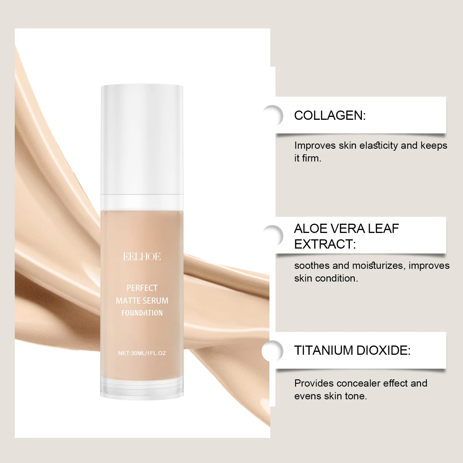 Tinted Moisturizer Foundation Long Lasting Waterproof Matt Oil Control Brightening Face High Coverage Base Makeup Cosmetics 30ml