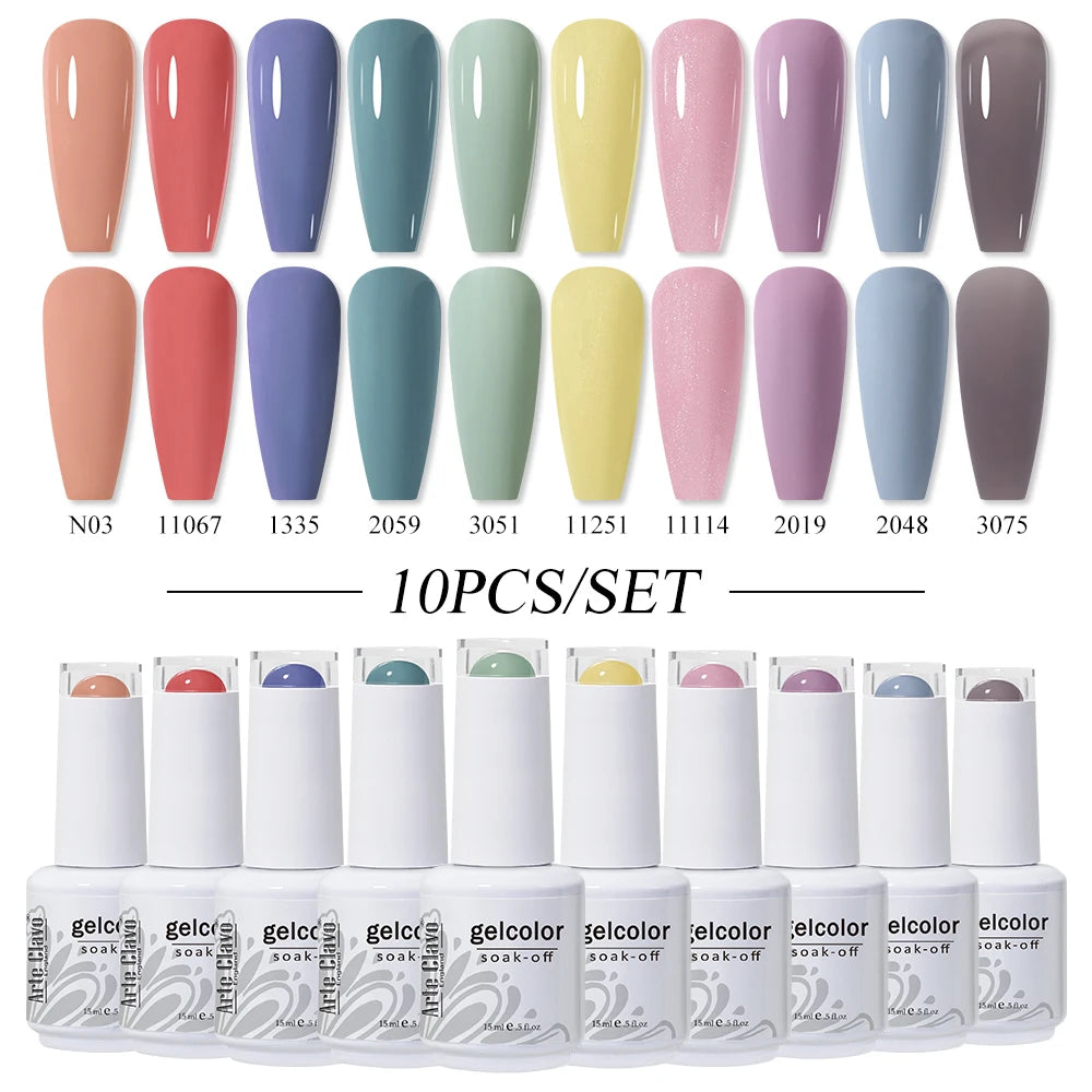 Arte Clavo 10/12/20pcs Gel Nail Polish Set 116 Colors Manicure Semi Permanent Soak Off UV  LED Design Nail Art Gel Varnish Kit