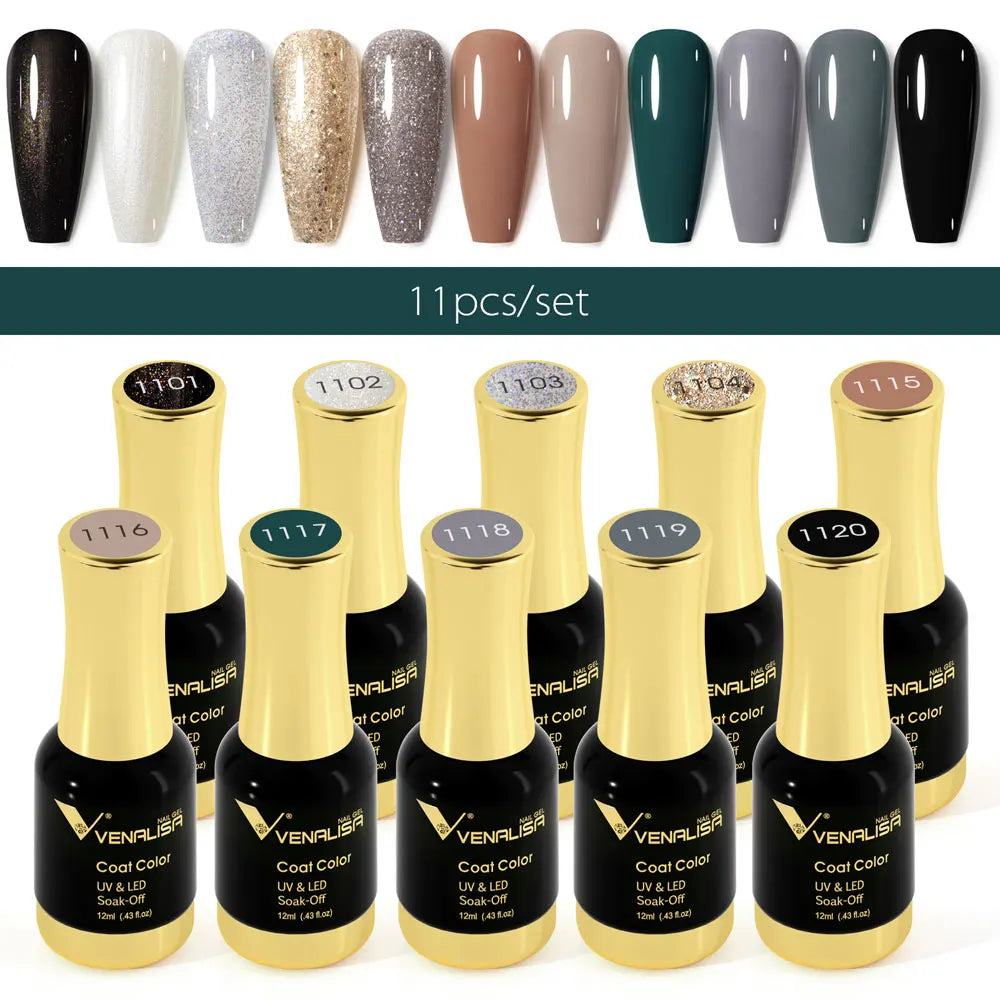 Venalisa Jelly Pink Kit 12ml Gel Nail Polish Full Coverage Platinum Pigment Fall Color Gorgeous Color Soak Off UV LEDGel Varnish
