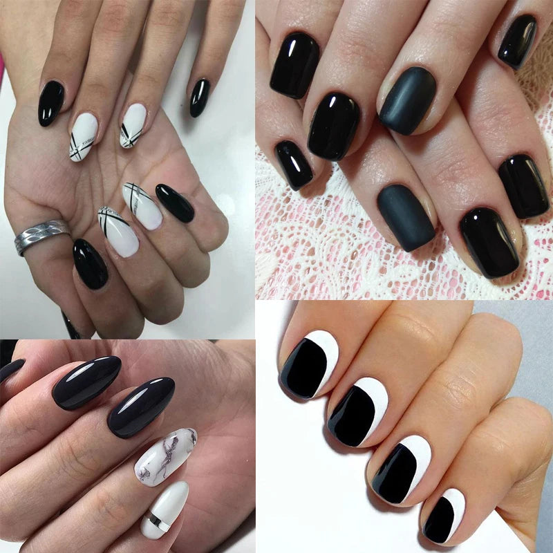 MSHARE 250ml Black White Nail Color Colour Milky White Gel Polish Semi Permanent Varnish Soak Off UV LED Nails