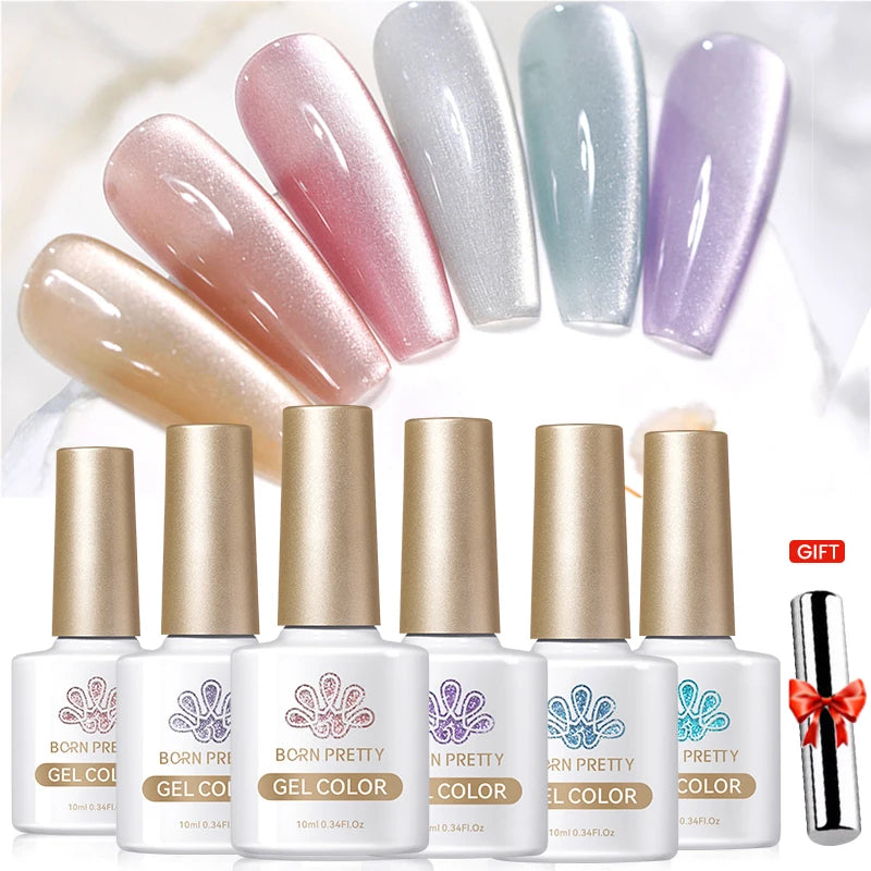 BORN PRETTY 6PCS Gel Polish Set 9D Polaris Cat Magnetic Soak Off UV LED Polish DIY Nail Art Manicure Varnish Base Top Coat