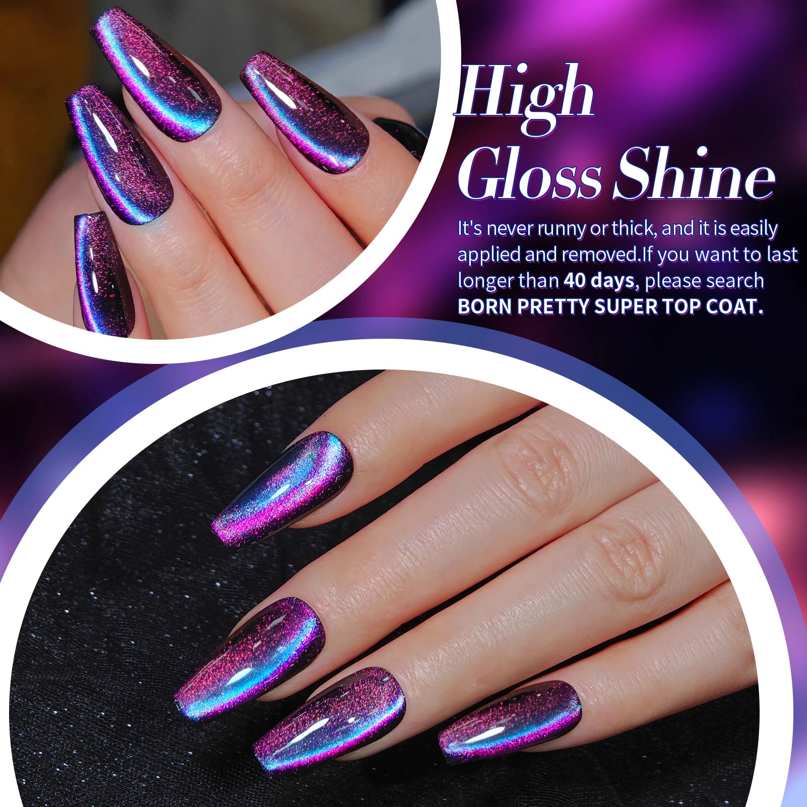 BORN PRETTY 6PCS Gel Polish Set 9D Polaris Cat Magnetic Soak Off UV LED Polish DIY Nail Art Manicure Varnish Base Top Coat