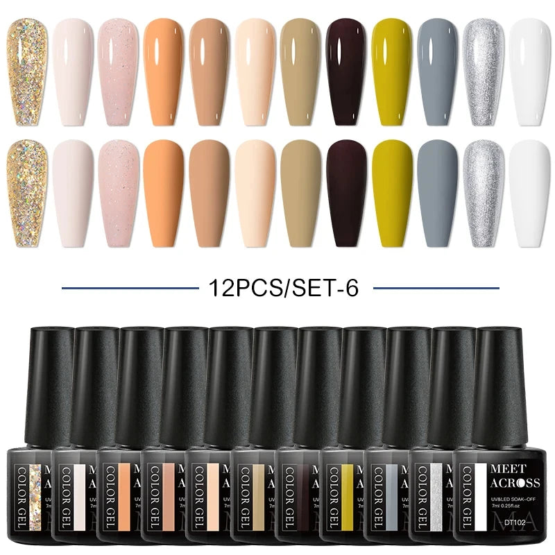 10-12Pcs/set Thermal Gel Nail Polish Set 3 Layers Color Change Nails Semi Permanent Gel Nail Polish For Manicure nail supplies