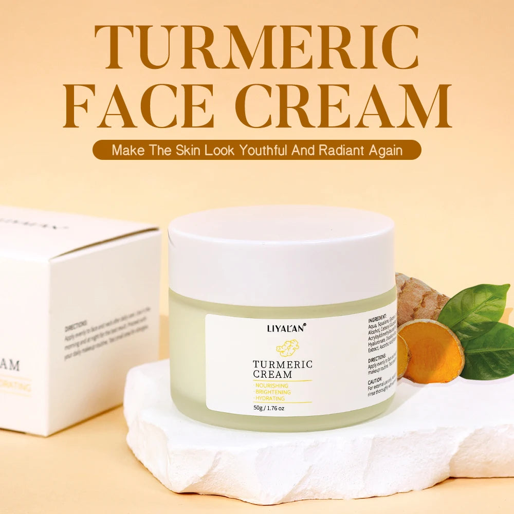 Turmeric Face Cream Lighten Dark Spots Blemished Skin Brighten Antioxidant Hydrated Repair Smooth Skin Facial Skin Care Lotion