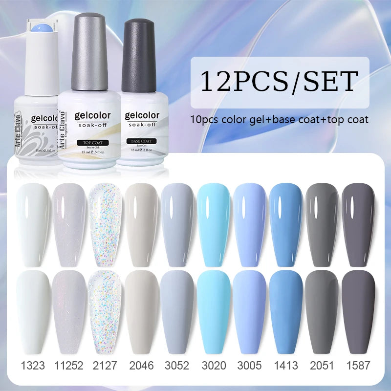 Arte Clavo 10/12/20pcs Gel Nail Polish Set 116 Colors Manicure Semi Permanent Soak Off UV  LED Design Nail Art Gel Varnish Kit
