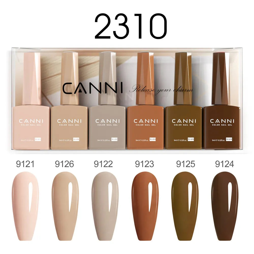 2/6pcs/kit CANNI HEMA FREE Nail Gel Polish Kit Gorgeous Color Beautiful Semi Permanent Gorgeous Full Coverage Soak off UVLED Gel