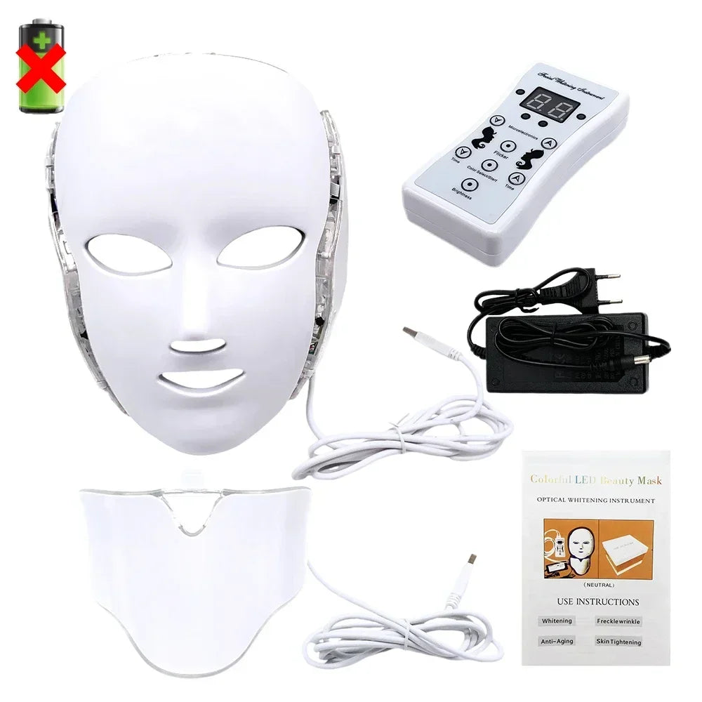 Electrical Cosmetic 7 Wavelength LED Biology Colorful Light Therapy Mask for Face Neck Korean Skin Care Facial Beauty Machine