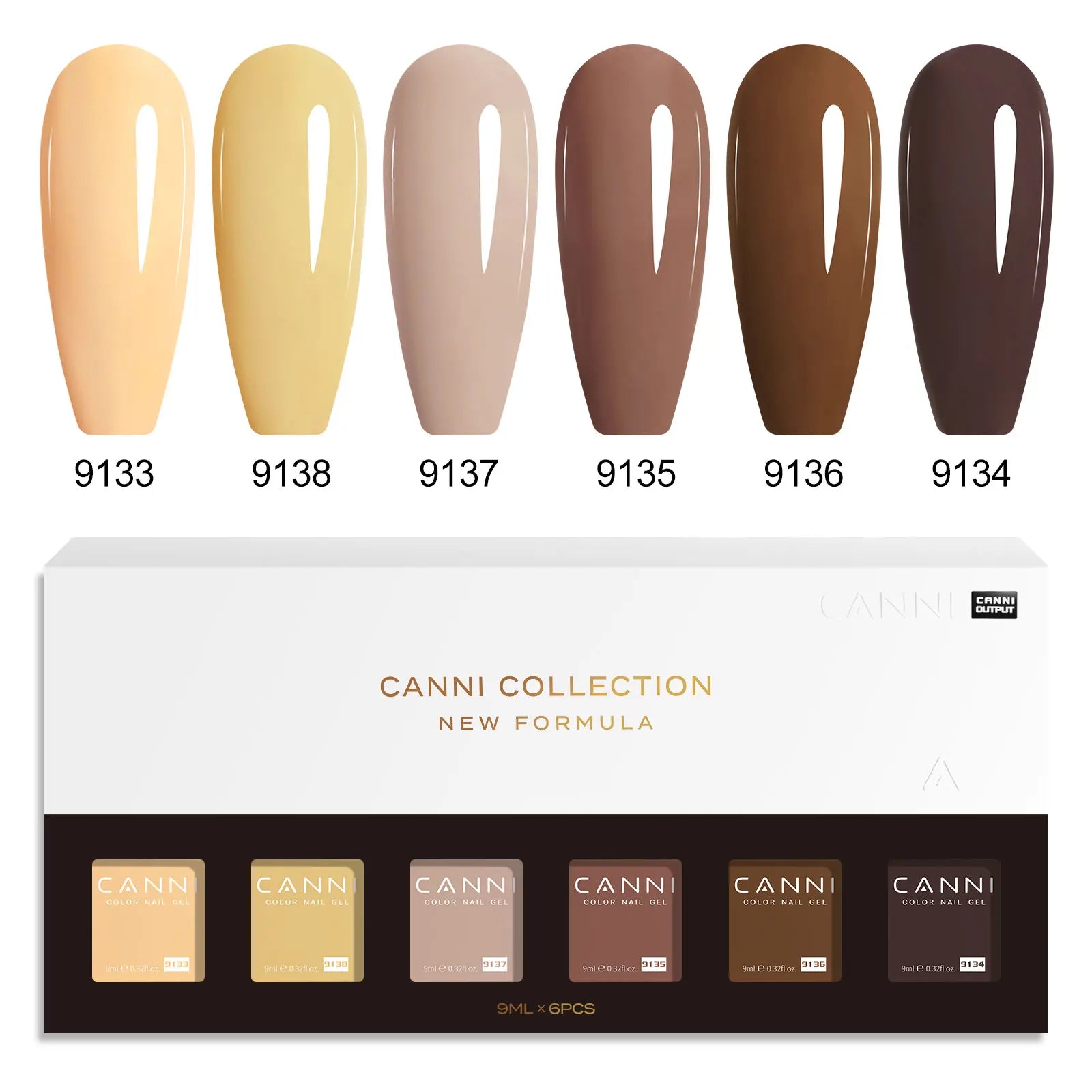 CANNI HEMA FREE Nail Gel Polish VIP Kit Jelly Amber Color Collection Semi Permanent French Nail Gorgeous Color 9ml*6pcs/set