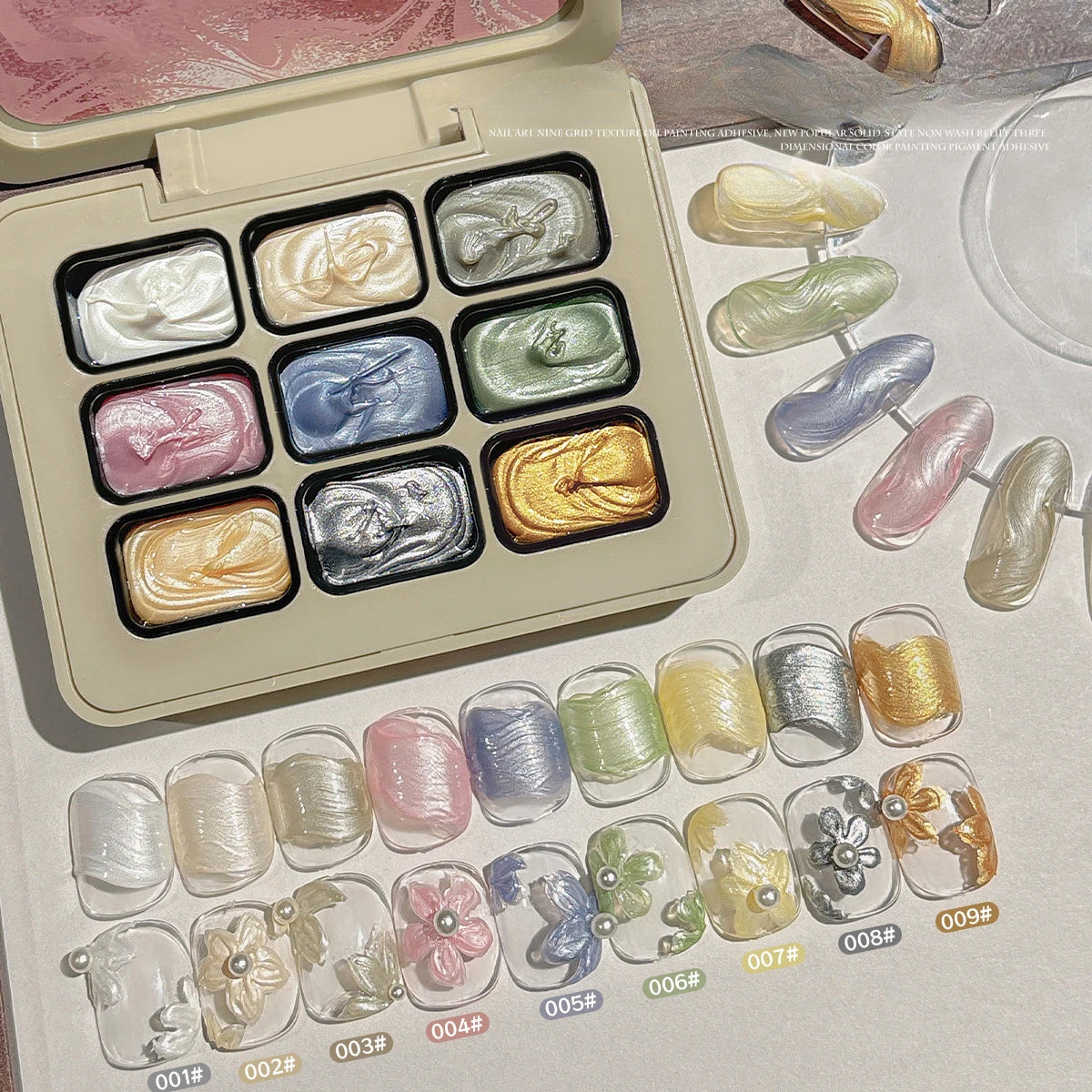 2.5gx9 Nail Drawing 3D Modeling Oil Paint Gel Polish No Wipe Glue Art Design DIY Flowers Painted Carved Nail Gel For Manicure