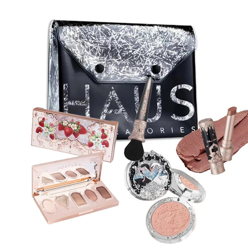 Flower Knows Make Up Kit Cosmetics Full Set Strawberry Rococo Eyeshadow Palette Little Angel Highlighter Matte Lipstick 4Pcs Kit