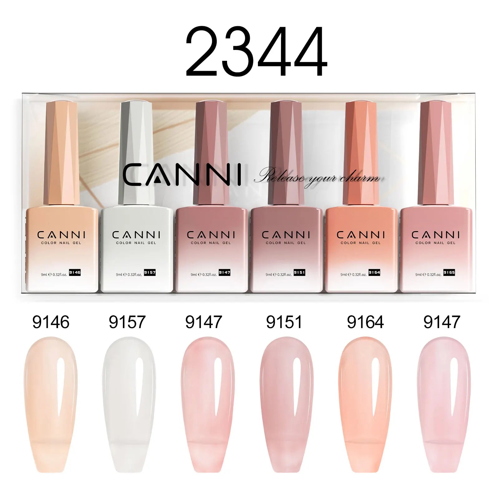 CANNI HEMA FREE Nail Gel Polish VIP Kit Jelly Amber Color Collection Semi Permanent French Nail Gorgeous Color 9ml*6pcs/set